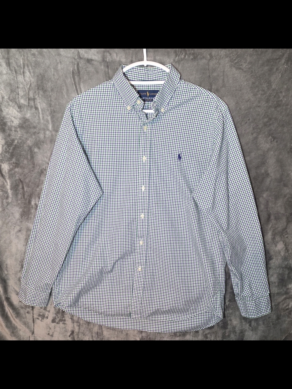 Ralph Lauren Blue & White Checked Button-Down Shirt